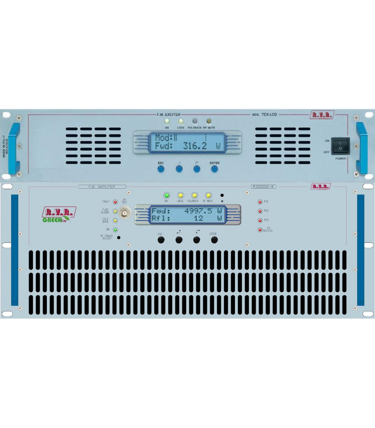 PJ5000U-K+TEX100LCD - Émetteur FM stéréo + Amplificateur FM - RVR